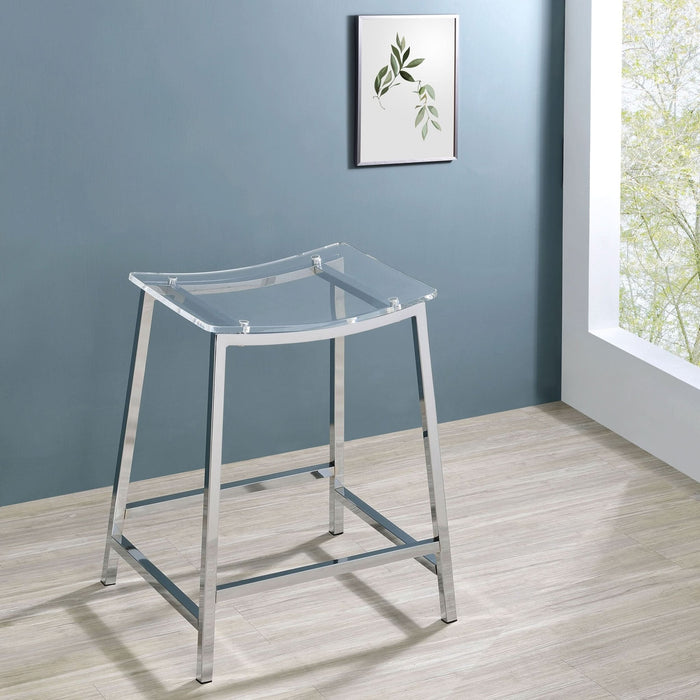 Jovani Acrylic Backless Counter Stool Chrome (Set of 2) - Walo Furniture