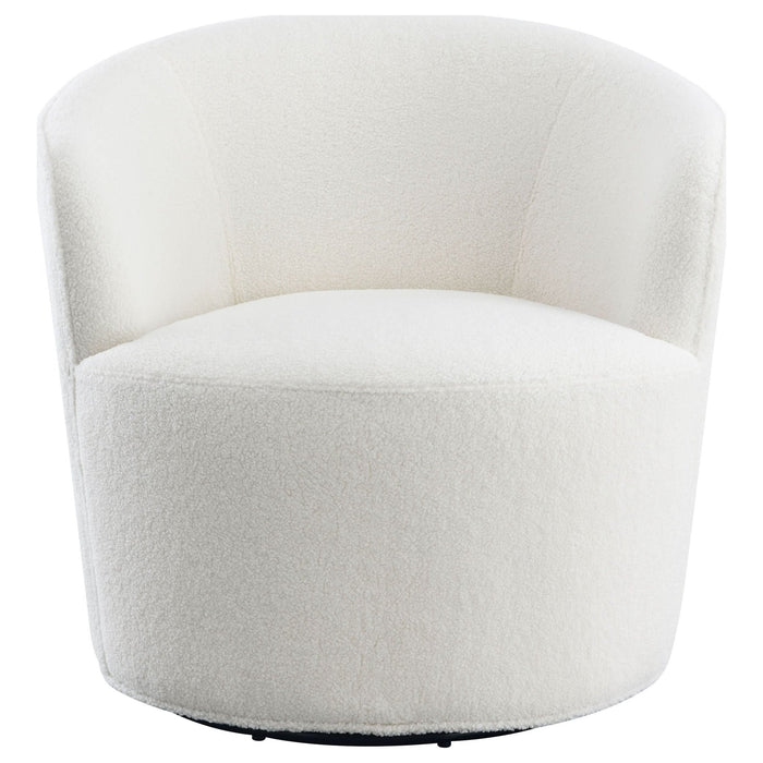 Joyce Upholstered Barrel Back Swivel Chair White - Walo Furniture