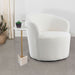 Joyce Upholstered Barrel Back Swivel Chair White - Walo Furniture