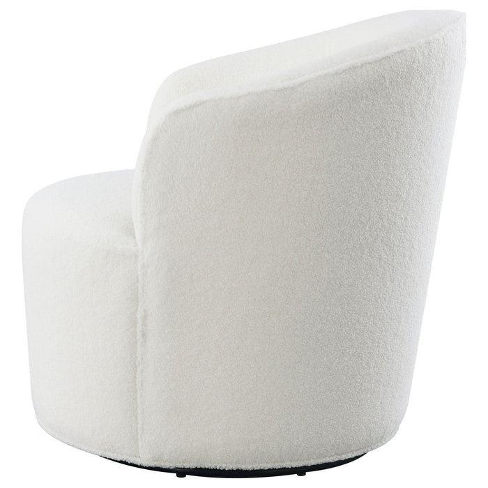 Joyce Upholstered Barrel Back Swivel Chair White - Walo Furniture