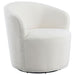 Joyce Upholstered Barrel Back Swivel Chair White - Walo Furniture