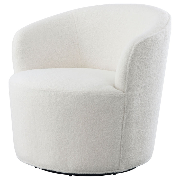 Joyce Upholstered Barrel Back Swivel Chair White - Walo Furniture