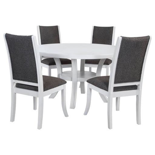 Judd 5 - piece 54 - inch Round Wood Dining Table Set Pearl White - Walo Furniture