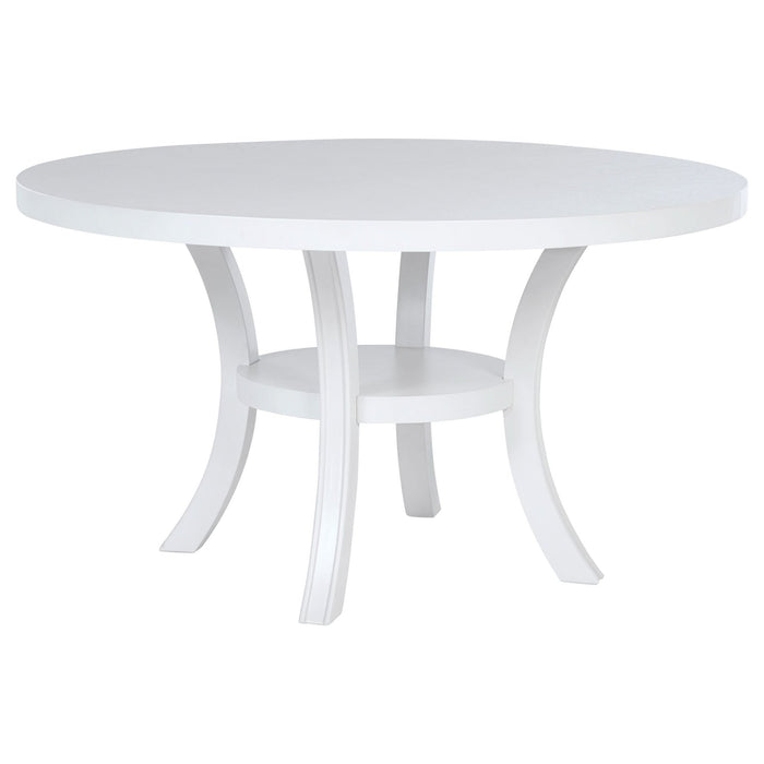 Judd 5 - piece 54 - inch Round Wood Dining Table Set Pearl White - Walo Furniture