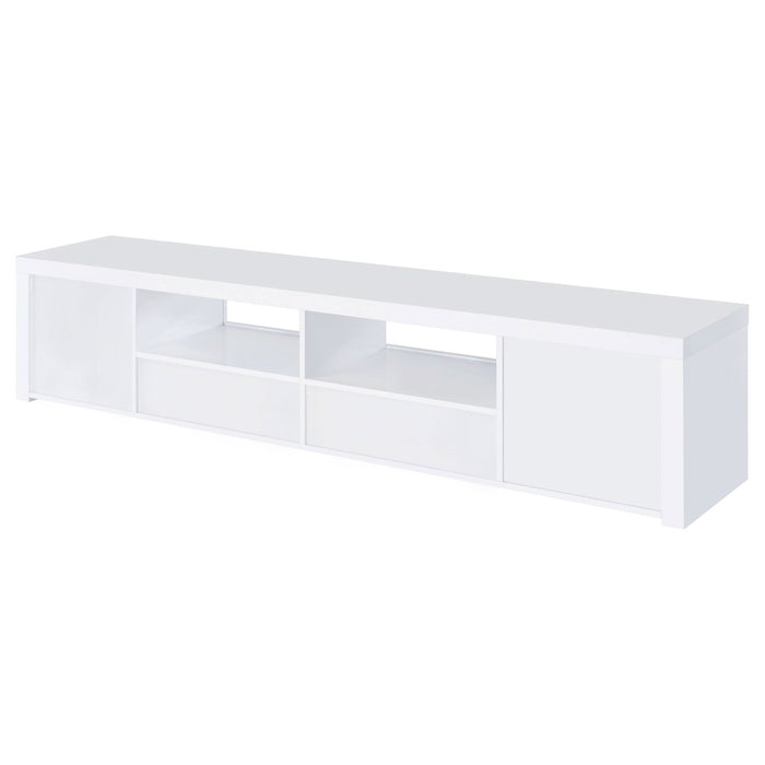 Jude 2 - door Engineered Wood 79" TV Stand High Gloss White - Walo Furniture