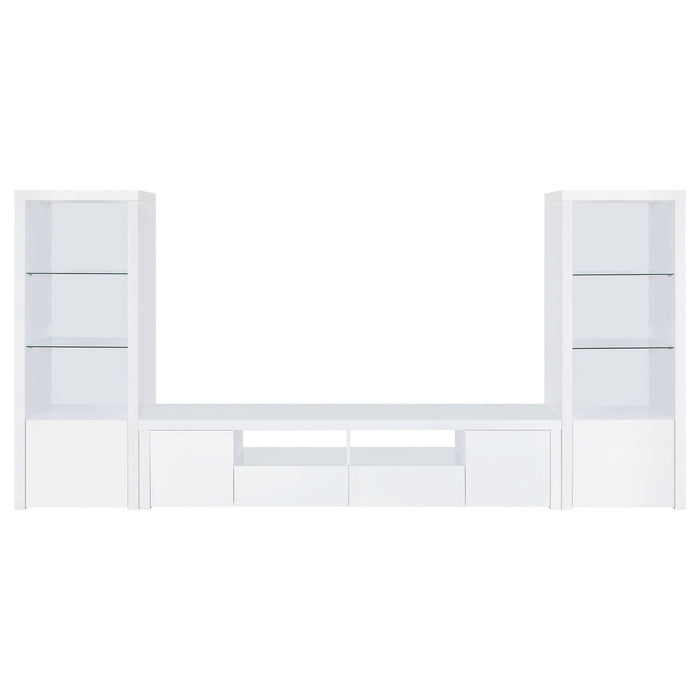 Jude 2 - door Engineered Wood 79" TV Stand High Gloss White - Walo Furniture