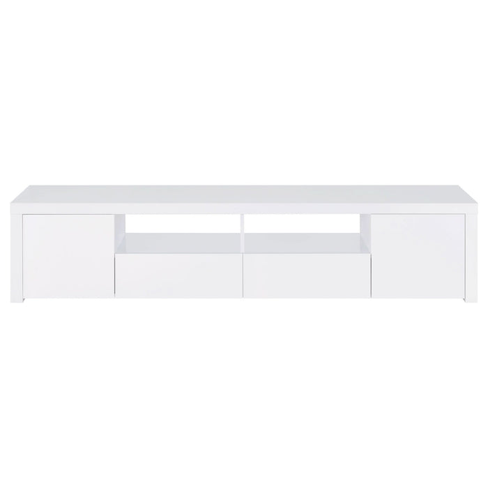 Jude 2 - door Engineered Wood 79" TV Stand High Gloss White - Walo Furniture