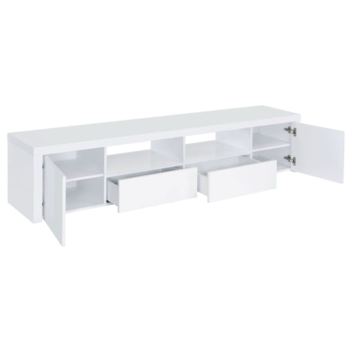 Jude 2 - door Engineered Wood 79" TV Stand High Gloss White - Walo Furniture