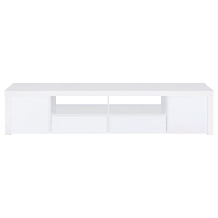 Jude 2 - door Engineered Wood 79" TV Stand High Gloss White - Walo Furniture