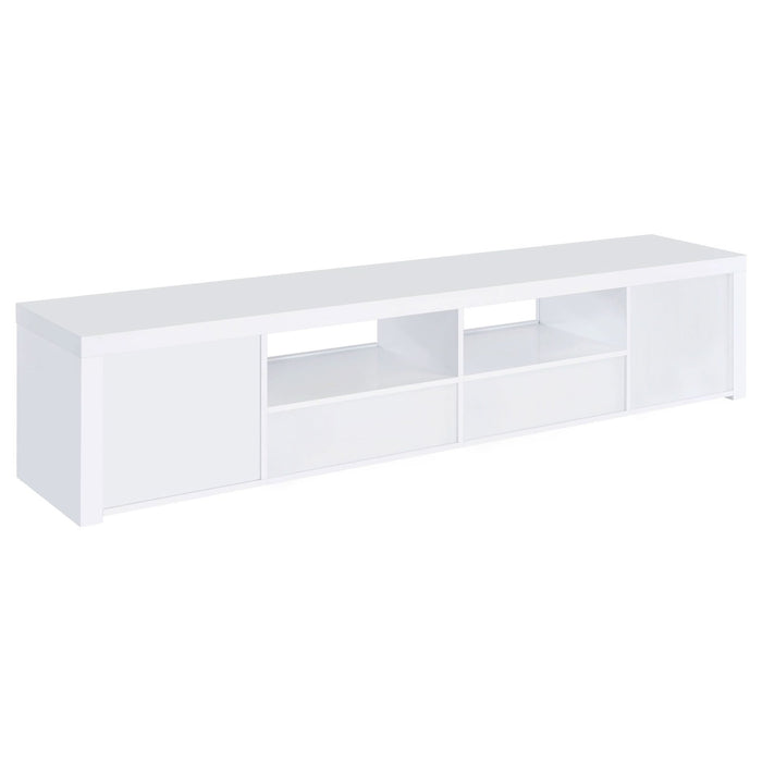 Jude 2 - door Engineered Wood 79" TV Stand High Gloss White - Walo Furniture