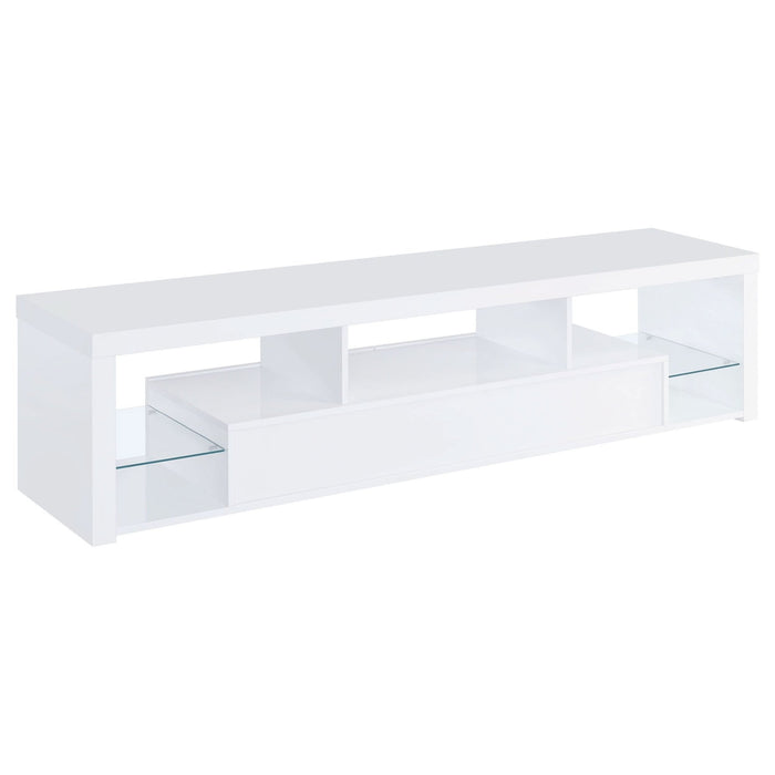 Jude 2 - drawer Engineered Wood 71" TV Stand High Gloss White - Walo Furniture