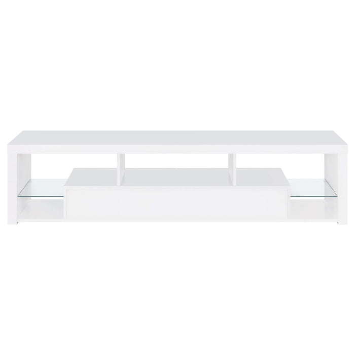 Jude 2 - drawer Engineered Wood 71" TV Stand High Gloss White - Walo Furniture