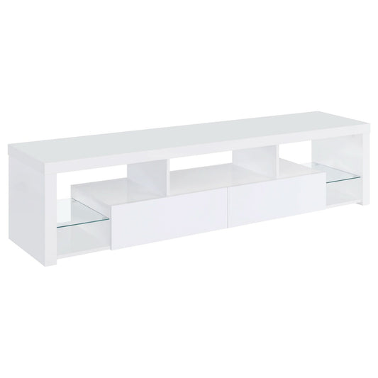 Jude 2 - drawer Engineered Wood 71" TV Stand High Gloss White - Walo Furniture