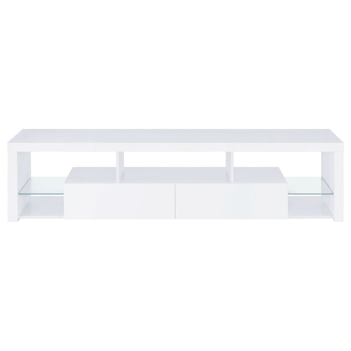 Jude 2 - drawer Engineered Wood 71" TV Stand High Gloss White - Walo Furniture