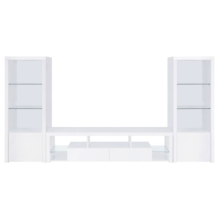 Jude 3 - piece 71" TV Entertainment Center White High Gloss - Walo Furniture