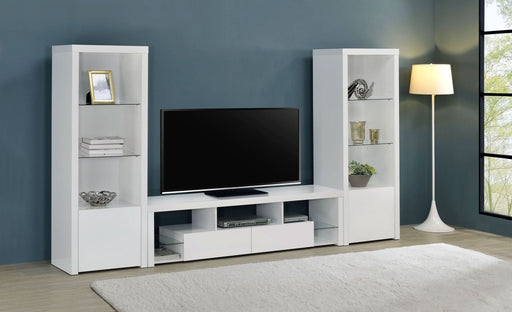 Jude 3 - piece 71" TV Entertainment Center White High Gloss - Walo Furniture