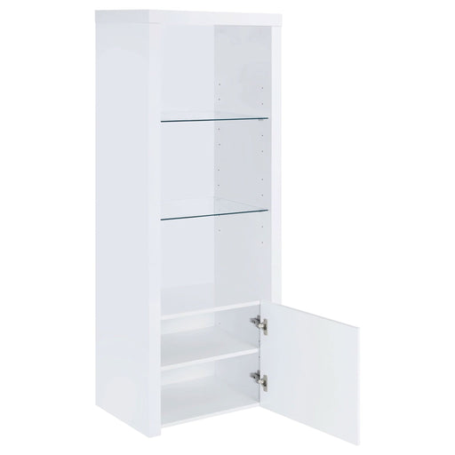 Jude 3 - shelf Engineered Wood Media Tower High Gloss White - Walo Furniture