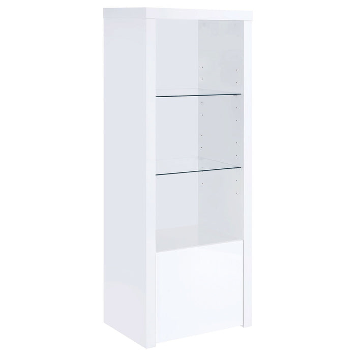 Jude 3 - shelf Engineered Wood Media Tower High Gloss White - Walo Furniture