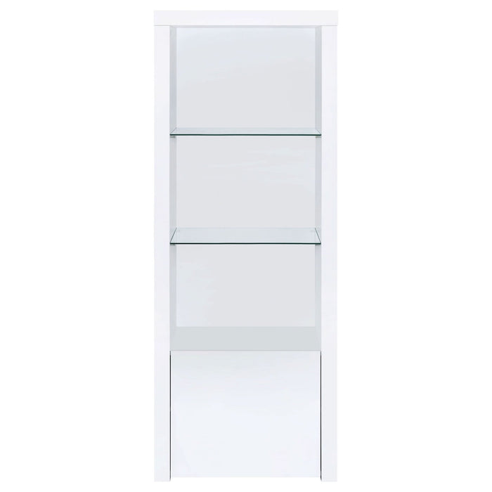 Jude 3 - shelf Engineered Wood Media Tower High Gloss White - Walo Furniture