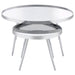 Kaelyn 2 - Piece Round Mirror Top Nesting Coffee Table Chrome - Walo Furniture