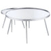 Kaelyn 2 - Piece Round Mirror Top Nesting Coffee Table Chrome - Walo Furniture