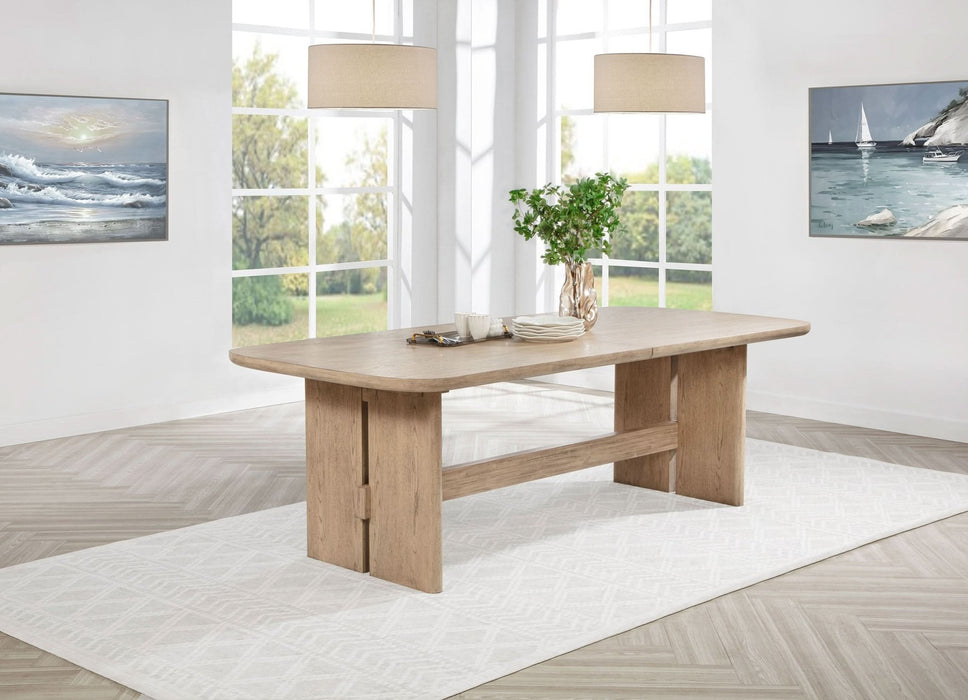 Kailani 110 - inch Rectangular Wood Dining Table Beige Oak - Walo Furniture