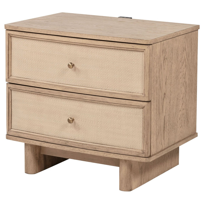 Kailani 2 - drawer Nightstand Bedside Table Beige Oak - Walo Furniture