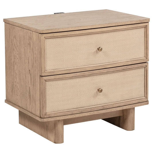 Kailani 2 - drawer Nightstand Bedside Table Beige Oak - Walo Furniture