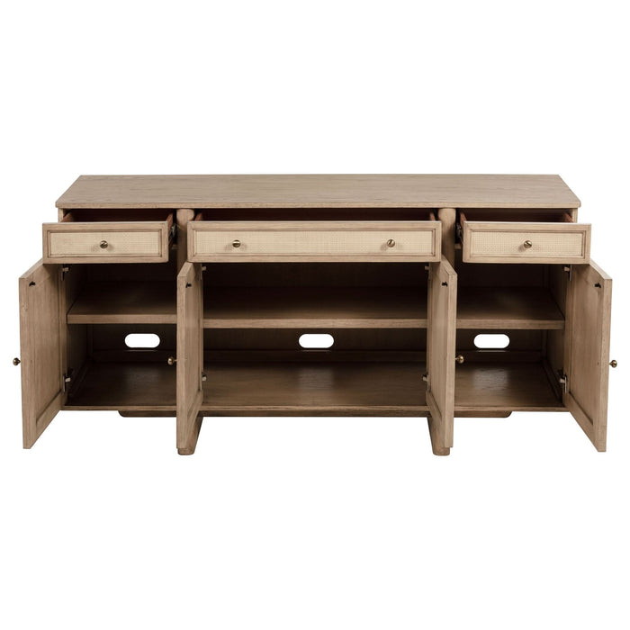 Kailani 4 - door Cane Sideboard Buffet Cabinet Beige Oak - Walo Furniture