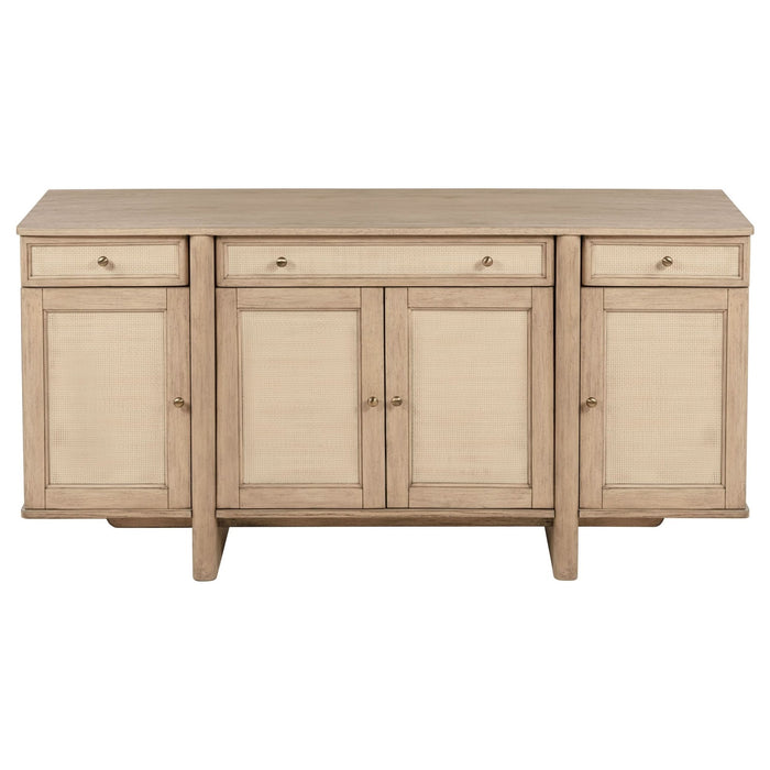 Kailani 4 - door Cane Sideboard Buffet Cabinet Beige Oak - Walo Furniture