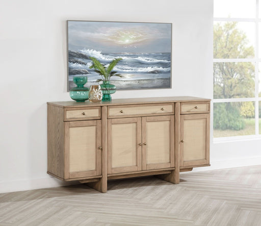 Kailani 4 - door Cane Sideboard Buffet Cabinet Beige Oak - Walo Furniture