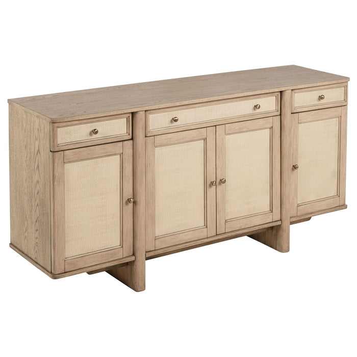 Kailani 4 - door Cane Sideboard Buffet Cabinet Beige Oak - Walo Furniture