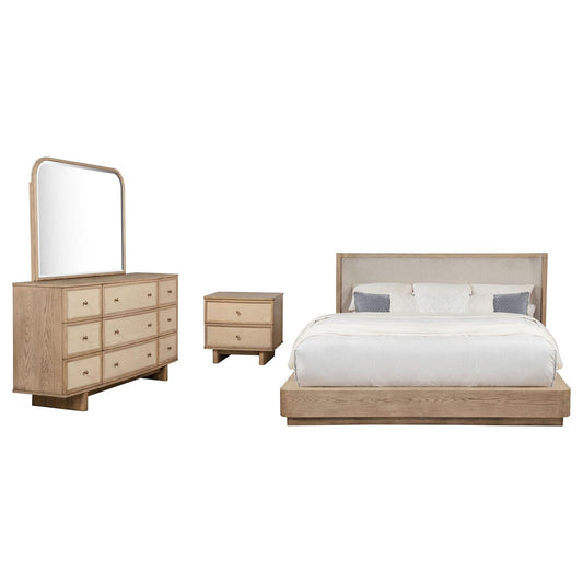 Kailani 4 - piece California King Bedroom Set Beige Oak - Walo Furniture