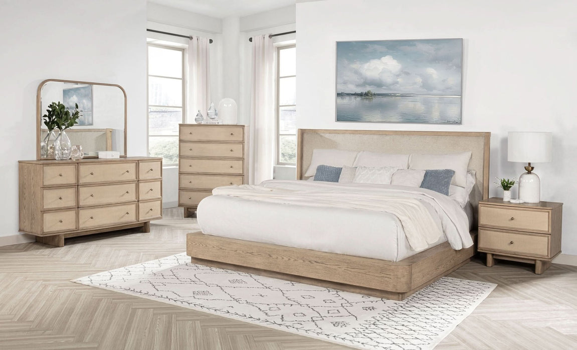 Kailani 5 - piece California King Bedroom Set Beige Oak - Walo Furniture