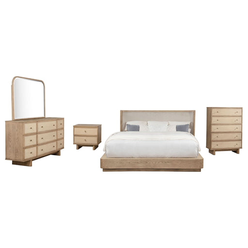 Kailani 5 - piece California King Bedroom Set Beige Oak - Walo Furniture