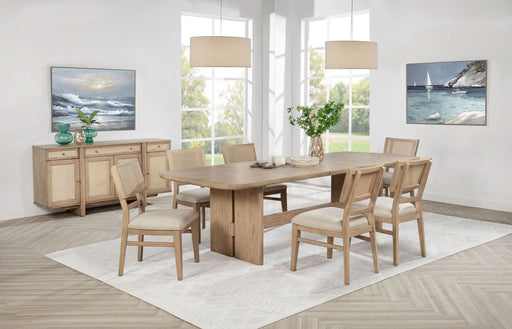 Kailani 7 - piece Rectangular Wood Dining Table Set Beige Oak - Walo Furniture