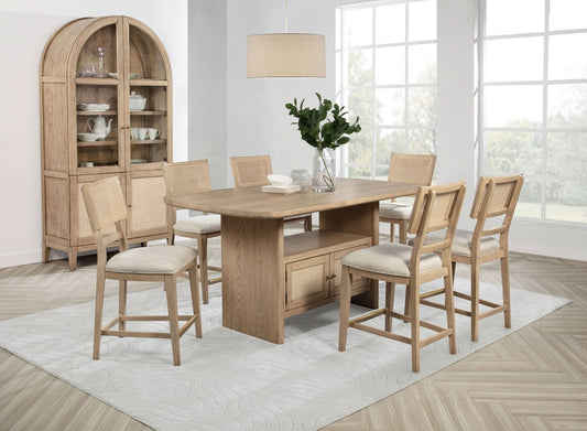 Kailani 7 - piece Wood Counter Height Dining Set Beige Oak - Walo Furniture