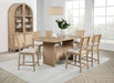 Kailani 8 - piece Counter Dining Set with Cabinet Beige Oak - Walo Furniture