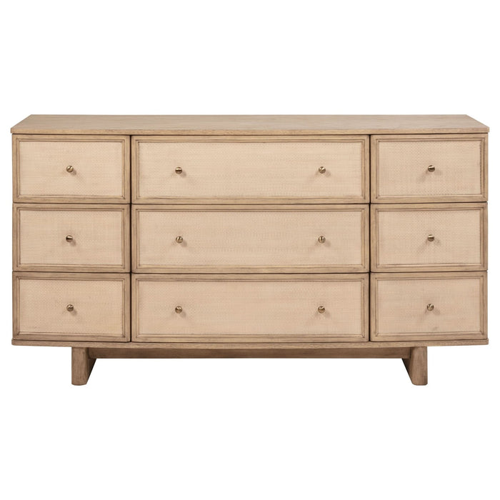 Kailani 9 - drawer Dresser Cabinet Beige Oak - Walo Furniture