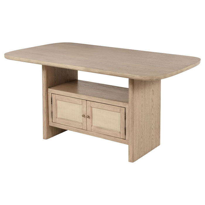 Kailani Cane Counter Height Storage Dining Table Beige Oak - Walo Furniture