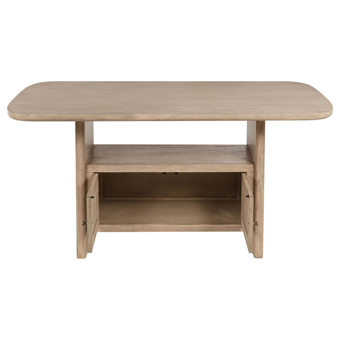 Kailani Cane Counter Height Storage Dining Table Beige Oak - Walo Furniture