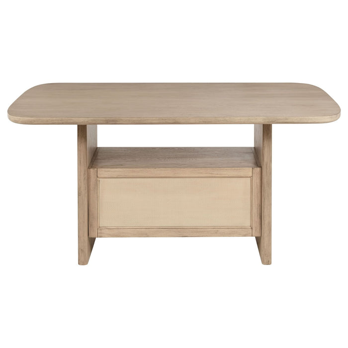 Kailani Cane Counter Height Storage Dining Table Beige Oak - Walo Furniture