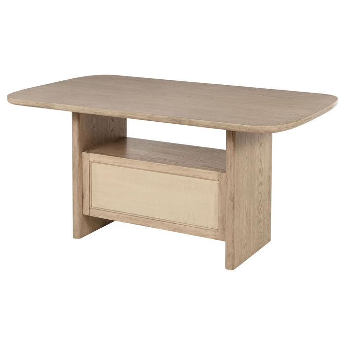 Kailani Cane Counter Height Storage Dining Table Beige Oak - Walo Furniture