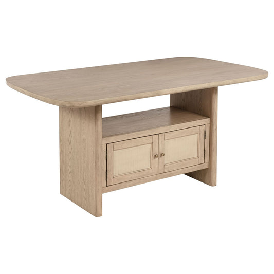 Kailani Cane Counter Height Storage Dining Table Beige Oak - Walo Furniture