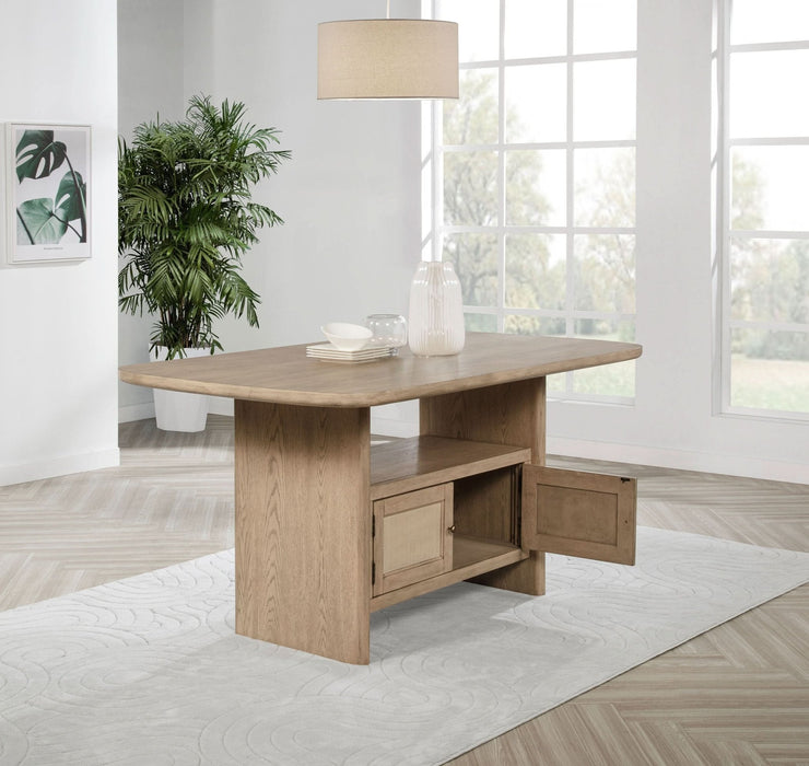 Kailani Cane Counter Height Storage Dining Table Beige Oak - Walo Furniture