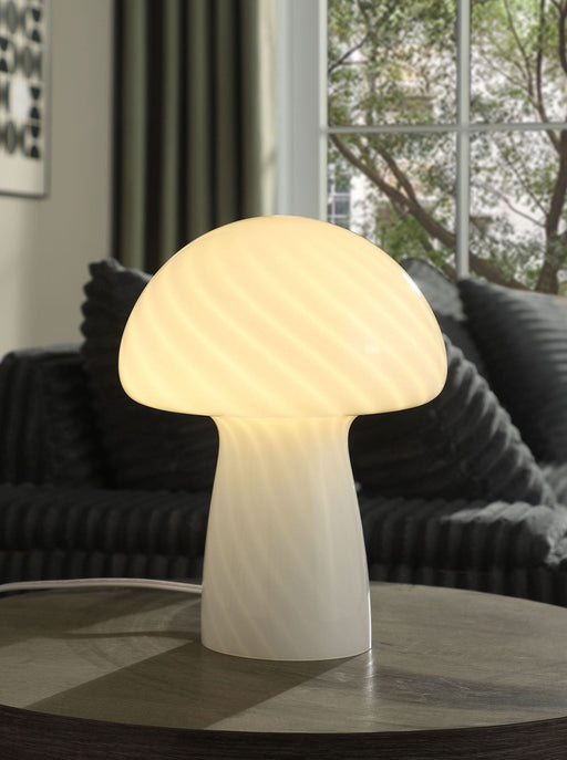 Kanaby Mushroom Shaped Glass Bedside Table Lamp White - Walo Furniture