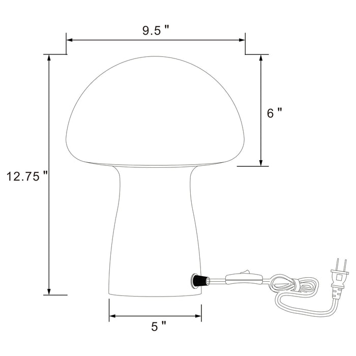 Kanaby Mushroom Shaped Glass Bedside Table Lamp White - Walo Furniture