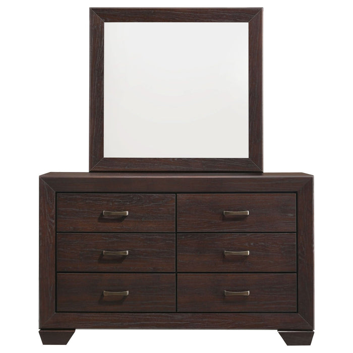 Kauffman 6 - drawer Dresser with Mirror Dark Cocoa - Walo Furniture