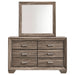 Kauffman 6 - drawer Dresser with Mirror Washed Taupe - Walo Furniture