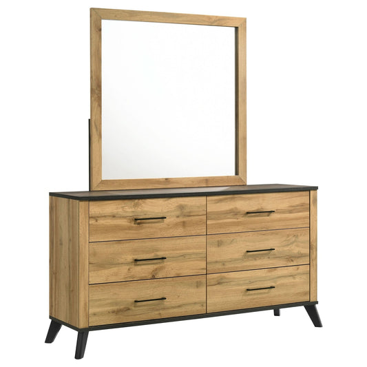 Kaywood 6 - drawer Dresser and Mirror Natural Pine - Walo Furniture